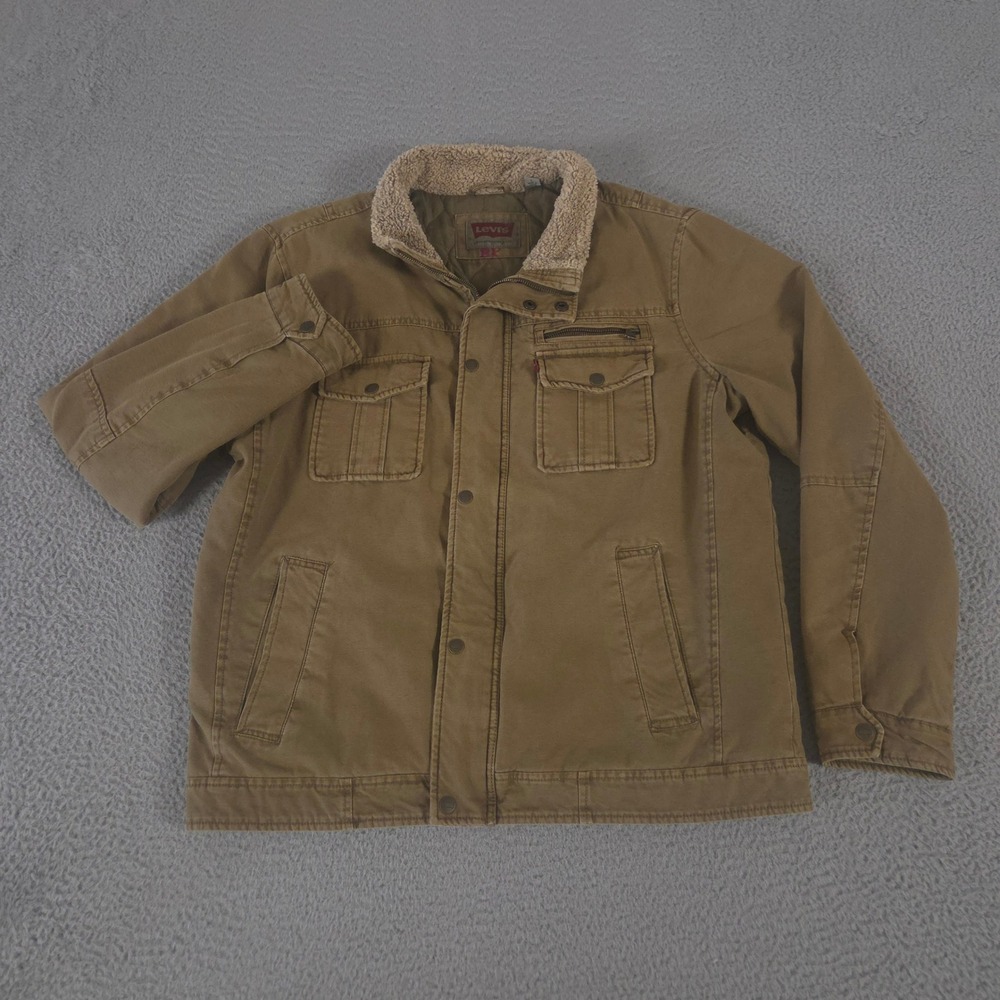 Levi's Jacket Mens Large Cotton Canvas Sherpa Collar Quilted Field Utility Coat